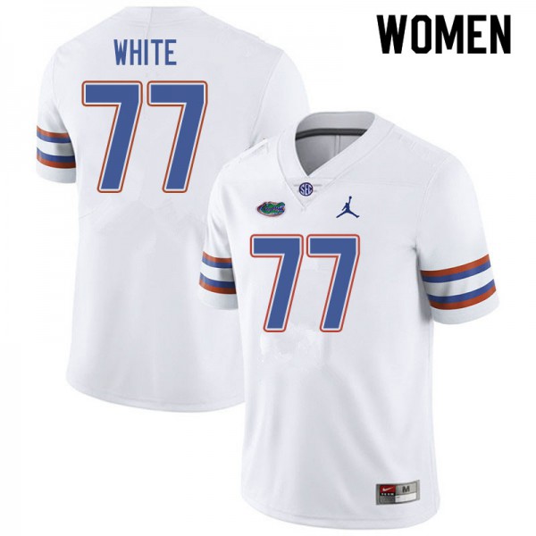 Jordan Brand Women #77 Ethan White Florida Gators College Football Jerseys White